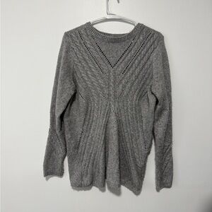 Sonoma Women's Gray Cable-Knit Pullover Sweater Size Medium